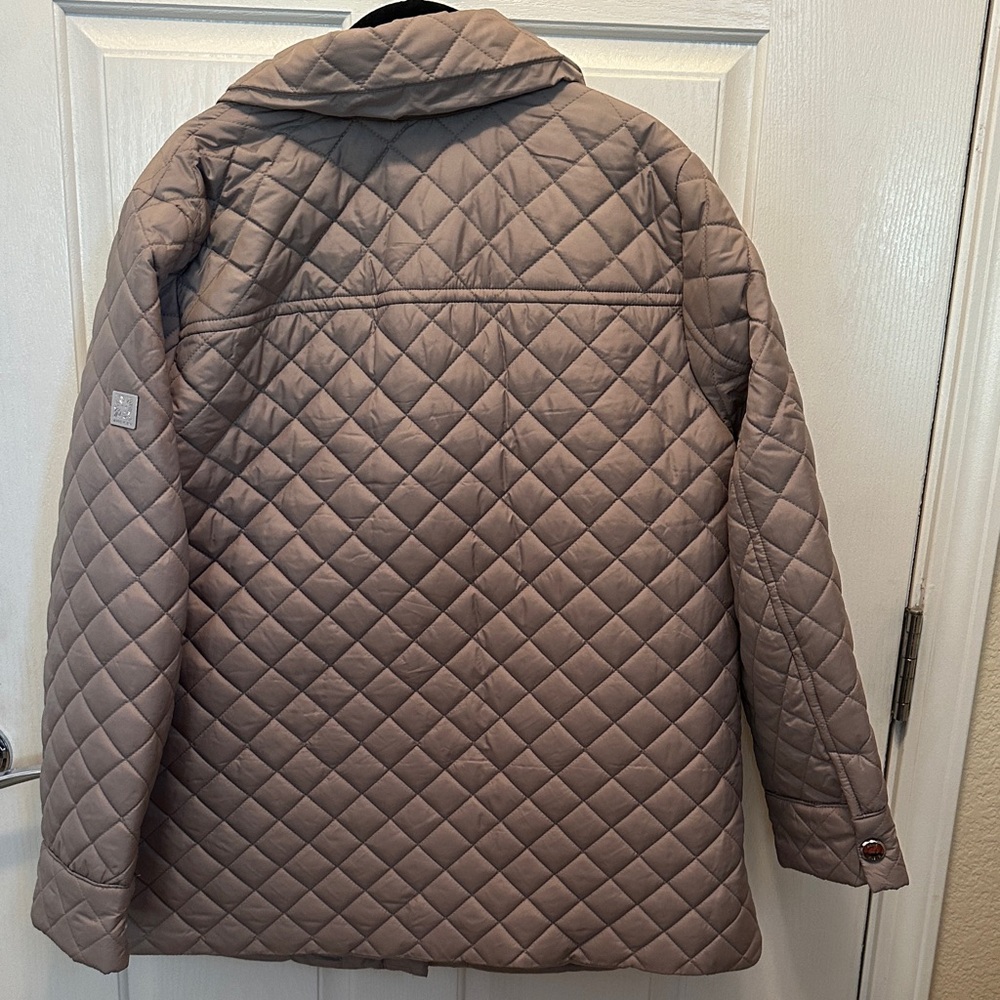Anne Klein Women's Quilted Classic Taupe Puffer Coat Size Large - Picture 5 of 8